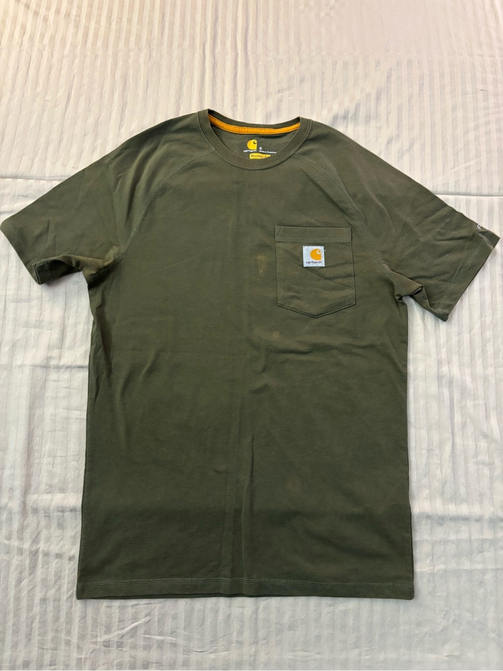 Carhartt Force Relaxed Fit Heavyweight Green Pocket T-Shirt Mens Size Small